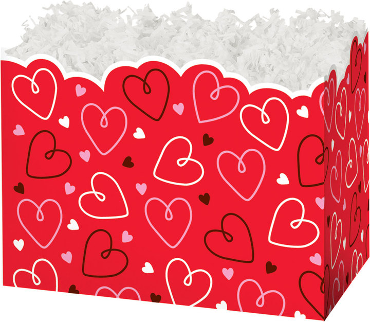 BoxCo Industries Decorative Gift Boxes Doodle Hearts Basket Box Large